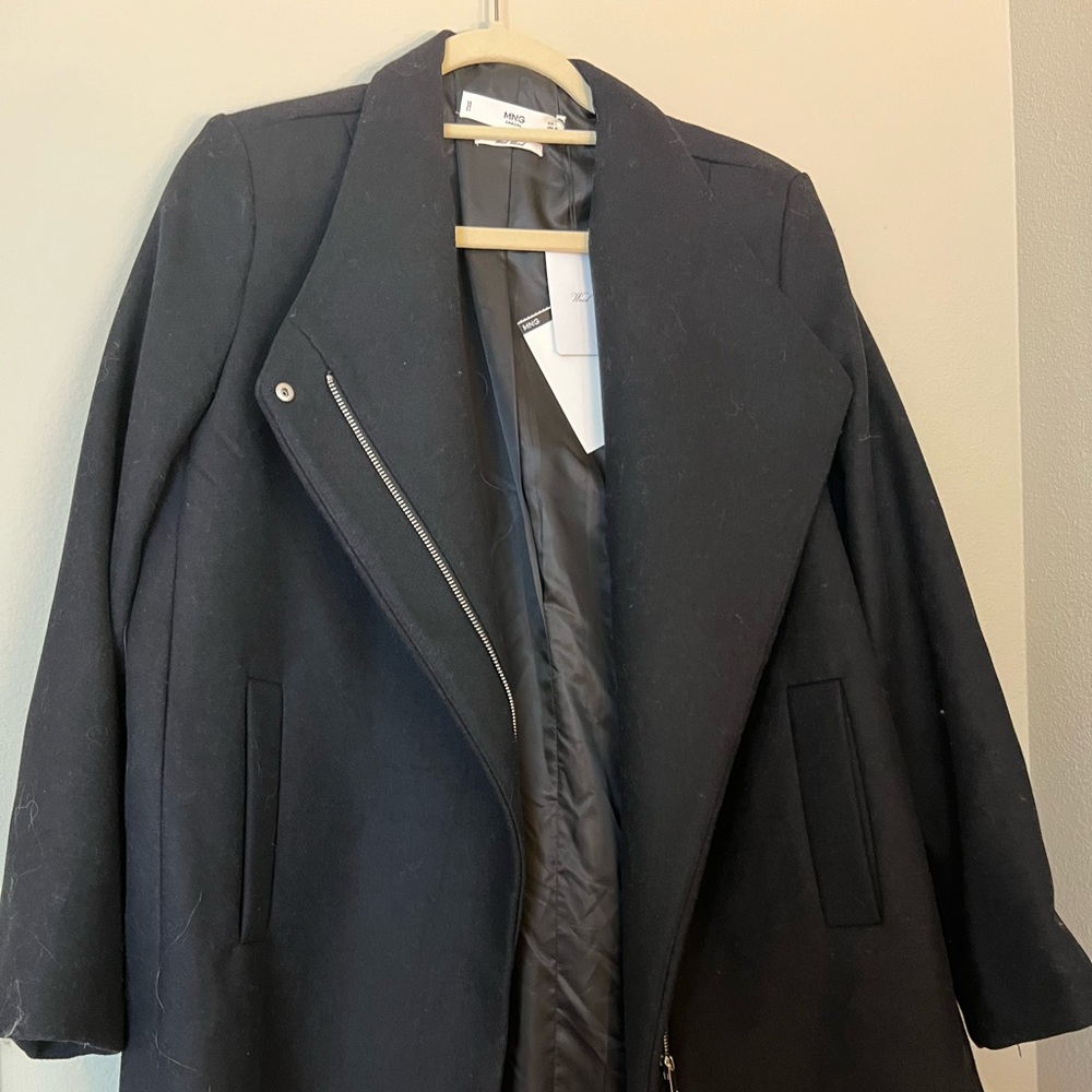 Mango navy wool winter coat